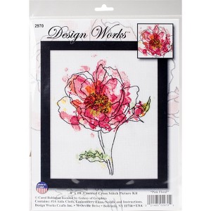 Design Works Counted Cross Stitch Kit 5"X7"-Pink Floral - 1 of 2