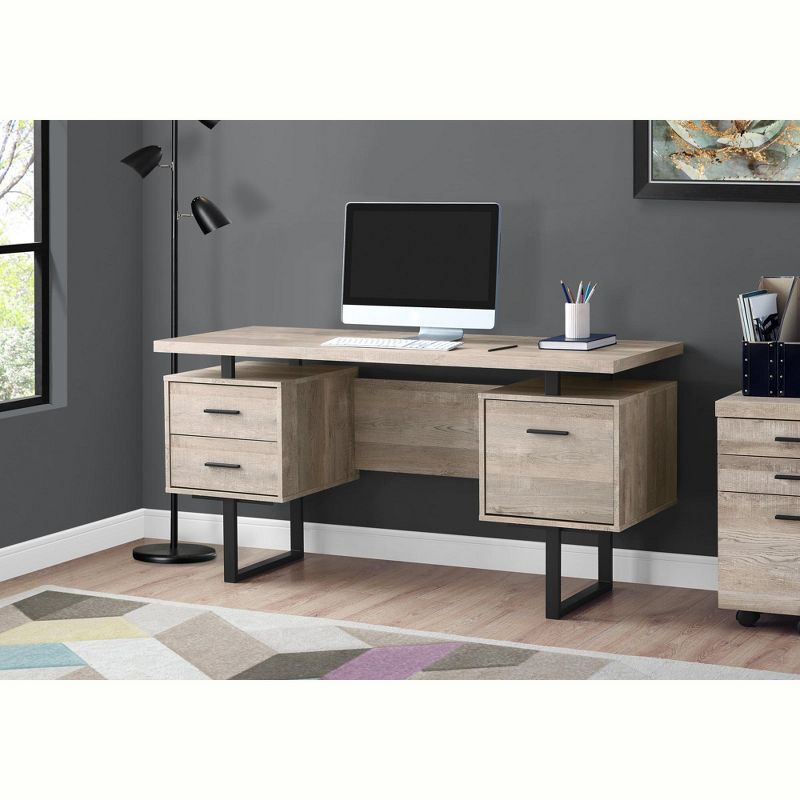 Monarch Specialties Computer Desk with Drawers, Contemporary Style, Home & Office Computer Desk with Metal Legs, 60" L, 1 of 6