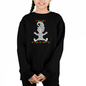 LA Pop Art Christmas Elf - Girl's Word Art Crewneck Sweatshirt - 1 of 3