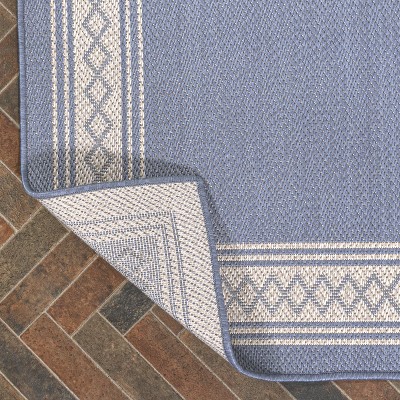 Lucia 3' x 5' Blue Synthetic Diamond Border Area Rug