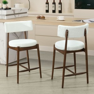 Sapphtopaz Modern Bar Stools Set of 2, High Chair with Wood Legs, Dining Chairs with Backrest and Footrest, Counter Stools for Kitchen Island - 1 of 4