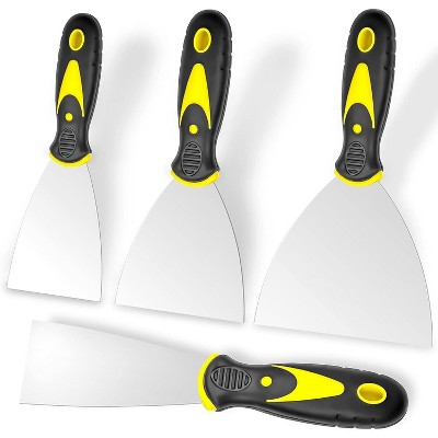 4-Piece Premium Stainless Steel Putty Knife Set | Flexible Scraper & Drywall Taping Tool for Smooth Repair, Spackling & Paint Prep