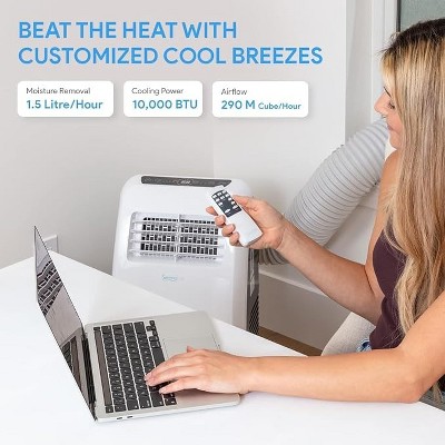 SereneLife 10,000 BTU White Portable Air Conditioner with Remote