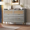 6-Drawer Double Dresser for Bedroom – 47" Wide Modern Wooden Chest with Rattan Panels and Gold Hardware - 3 of 4