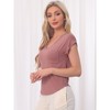 cheibear Women's Viscose Smile-shaped Hem V-Neck Pajamas Top with Chest Pocket - 2 of 4