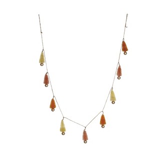 Storied Home Sisal Bottle Brush Tree Garland with Gold Balls and Jute Cord, Pink, Chartreuse and Orange Color - 1 of 4