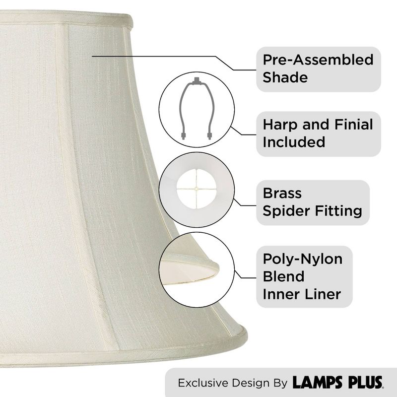 Imperial Shade Creme Large Bell Lamp Shade 9" Top x 18" Bottom x 13" Slant x 12.5" High (Spider) Replacement with Harp and Finial, 3 of 9