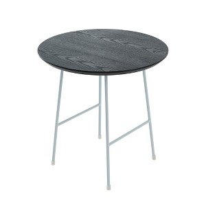 LeisureMod Rossmore Modern Round Side Table with White Steel Frame - 1 of 4