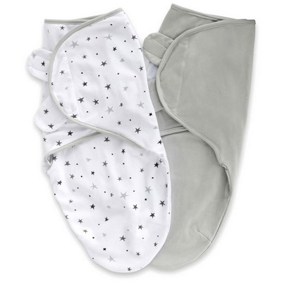 Ely's & Co. Adjustable Swaddle Blanket Infant Baby Wrap Grey Stars And ...