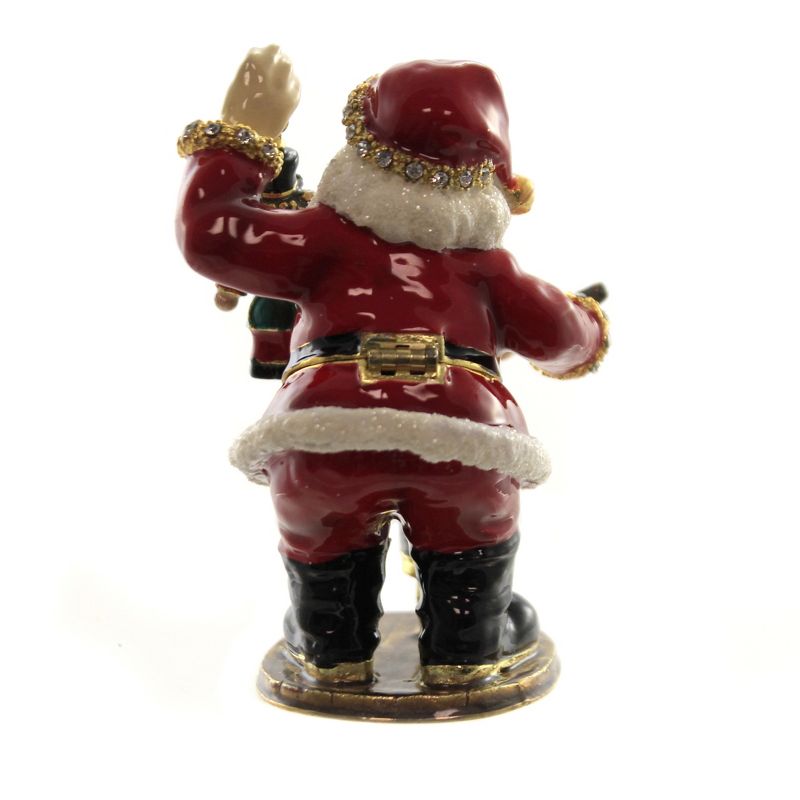Hinged Trinket Box 3.5 Inch Santa With Nutcracker Christmas Paint Santa Figurines, 3 of 4