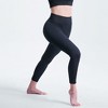 NAYSAYE L Women Yoga Pant Leggings Ribbed Solid High-Waisted Tummy Control Seamless Soft Gym Outfit Yoga Pants for Women Leg Training, Black - 2 of 4