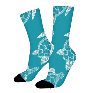 Sea Turtle Women Printed Crew Socks Funny Funky Socks Soft Polyester Novelty Gifts for Artists Men - 1 of 1
