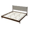 Merax Mid-Century Rubberwood Platform Bed Frame with Faux Leather Strap Headboard - 3 of 4