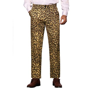 INSPIRE CHIC Men's Party Animal Printed Regular Fit Dress Pants - 1 of 4