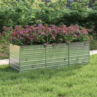 vidaXL Stainless Steel Planter - Silver Rectangular Garden Container 19.3"x18.5"x18.1" for Outdoor/Indoor, Balcony, and Patio Decor