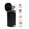 8 Gallon Step Trash Can, Stainless Steel Square Garbage Bin with Soft-Close Lid, Foot Pedal, No Inner Bucket, Odor Control - 3 of 4