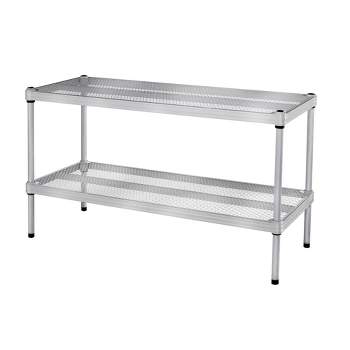 Design Ideas MeshWorks 2 Tier Full-Size Metal Storage Shelving Unit Rack for Kitchen, Office, and Garage Organization, 31” x 13” x 17.5,” Silver