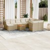 vidaXL Patio Sofa Set with Cushions Outdoor Furniture 11 Piece Poly Rattan - Beige and Cream - 2 of 4