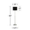 360 Lighting Abba Modern Floor Lamp Standing 65" Tall Brushed Steel Gold Beaded Black Velvet Fabric Drum Shade for Living Room Bedroom Office House - 4 of 4