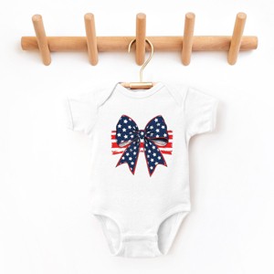 The Juniper Shop Coquette Patriotic Bow Baby Short Sleeve Bodysuit - 1 of 4
