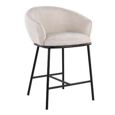 Ashland Cream and Black Swivel Counter Stools Set of 2