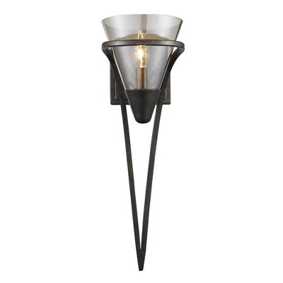 Burnt Sienna Bronze Swing Arm Wall Sconce with Glass Shade
