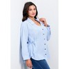 Avenue Women's Plus Size Ray Stripe Polpin Shirt With Tie Detail - 4 of 4