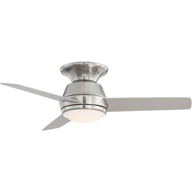 44" Casa Vieja Marbella Breeze Modern Hugger Indoor Ceiling Fan with Dimmable LED Light Remote Control Brushed Nickel Opal Glass for Living Room House, 5 of 9