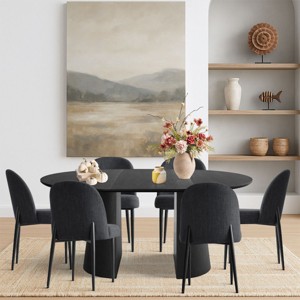 7 Piece Dining Set for 6,Black Extendable Dining Table with 6 Upholstered Armless Dining Chairs for Dining Room,Kitchen-Maison Boucle - 1 of 4