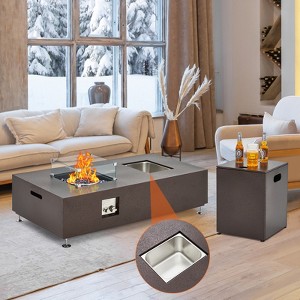 56 Inch Propane Fire Pit Table with Wind Guard, Glass Beads, Rain Cover, Sturdy Steel Anti-Rust Finish, CSA Safety Certified Outdoor Firepit - 1 of 4