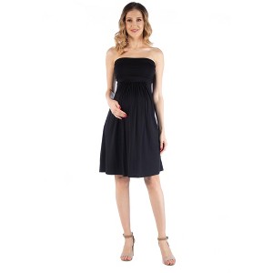 Maternity Knee Length Strapless Mini Dress - 24seven Comfort Apparel™ - 1 of 4