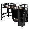 TiramisuBest Twin Loft Bed with Stairs & Built-In Storage (Bookshelf/Drawers/Desk/Wardrobe), Space-Saving for Kids/Teens (Gray) - 4 of 4