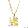 Gold Titanium Steel "LOVE" & Heart Modern Women's Necklace - 4 of 4