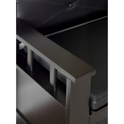Carlton 44.5'' Black Faux Leather & Ash Wood Storage Bench