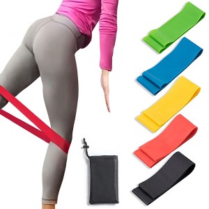 5pcs Fitness Bands Set Latex Tension Belt 600mm Wide Type 5 Levels Resistance Power Training Band Belts 5PCS+Storage Bag - 1 of 4