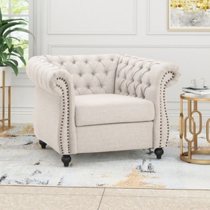 GDFStudio Tampa Contemporary Upholstered Tufted Club Chair with Nailhead Trim - 1 of 4