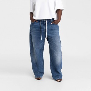 KBB by KAHLANA Women's Mid-Rise Barrel Leg 'The Lynnox Jean' - Dark Wash - 1 of 2