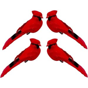 Red Bird Decor Artificial Red Cardinal Birds Artificial Birds Christmas Cardinal Birds for Tree Flower Floral Arrangements Yard Patio Wreath - 1 of 4