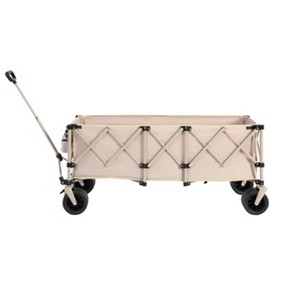 Foldable Extended Wagon with 220lbs Weight Capacity, Heavy Duty 300L Folding Utility Garden Cart - 1 of 4