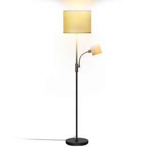 iMountek"Modern Mother Daughter Floor Lamp with Linen Shade, 3200K Brightness & 360° Adjustable Reading Light"Grey - 1 of 4