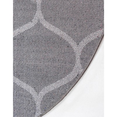 7' Round Dark Gray/Ivory Trellis Synthetic Area Rug