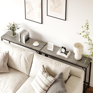 Narrow Console Table, Behind Couch Table for Living Room, Slim Sofa Table with Metal & MDF, Industrial Hallway Table for Entryway, Foyer, Grey - 1 of 4