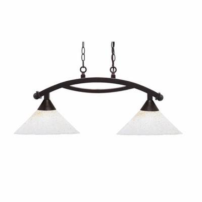 Toltec Lighting Bow 2 - Light Island Pendant Light in  Dark Granite with 12" Gold Ice Shade
