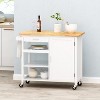 GDFStudio Carmelina Contemporary Wooden Kitchen Cart with Wheels - 2 of 4