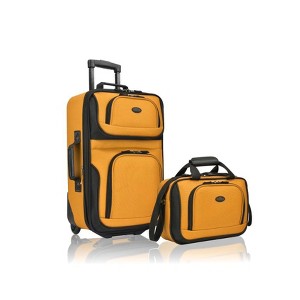 U.S. Traveler Rio Rugged Fabric Expandable Carry-on Luggage, 2 Wheel Rolling Suitcase, Orange, 2-Piece - 1 of 4