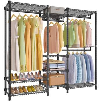 Aheaplus Clothes Rack Wardrobe Closet for Hanging Clothes Heavy Duty  Garment Rack, Large Corner L Shaped Closet System Organizers Walk-in Closet  for