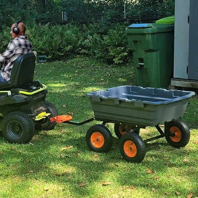 900 lbs Poly Garden Dump Cart - Heavy-Duty Wheelbarrow with 10-Inch Tires, 180° Rotating Handle, Steel Frame, and Quick Release System