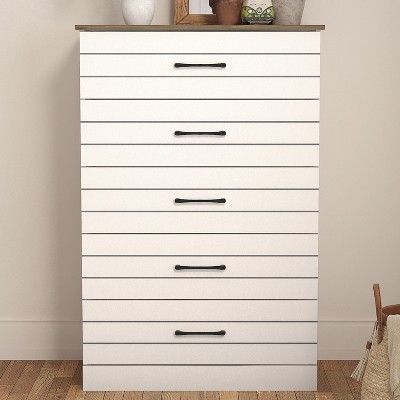 Galano Uf Elis 5 Drawer Chest (Interlock) - Ivory