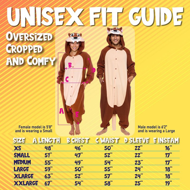 FUNZIEZ! - Chipmunk Adult Unisex Novelty Union Suit Costume for Halloween, 3 of 7