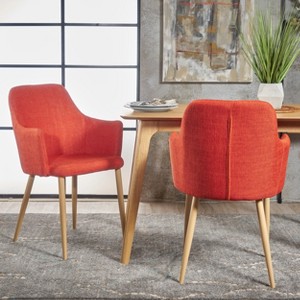 KWPZQEB Modern Fabric Kitchen Chairs Set of 2, Farmhouse Dining Room Chair with Upholstered & Arm, Comfy Dining Room Chairs for Dining Room, Kitchen - 1 of 4